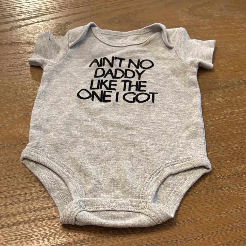Baby Essentials Light Gray Bodysuit with Bold Text